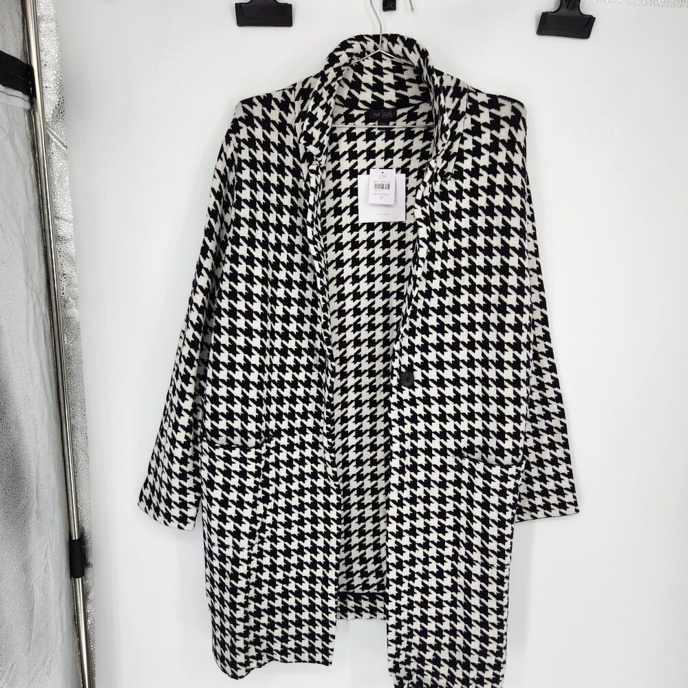 J.Jill Women's Size Medium Black Cream Wearever Houndstooth Jacket NWT